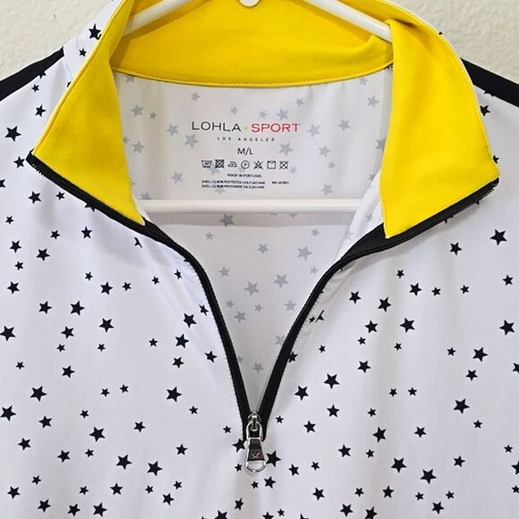 LOHLA SPORT Stellar Pattern Zip-Up Golf Shirt M/L - Picture 2 of 7